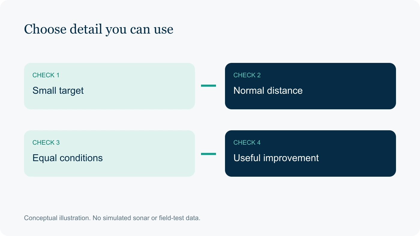 Choose detail you can use: Small target, Normal distance, Equal conditions, Useful improvement