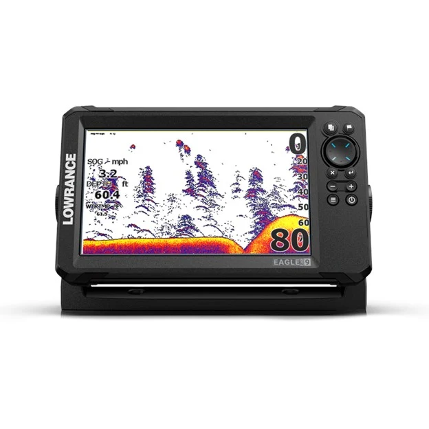Lowrance Eagle Eye 9 fish finder on its display bracket