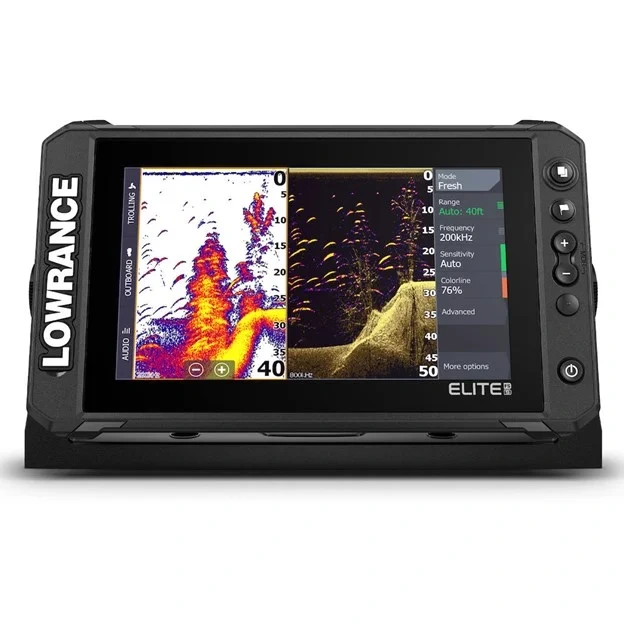 Lowrance Elite FS 9 fish finder display isolated on white