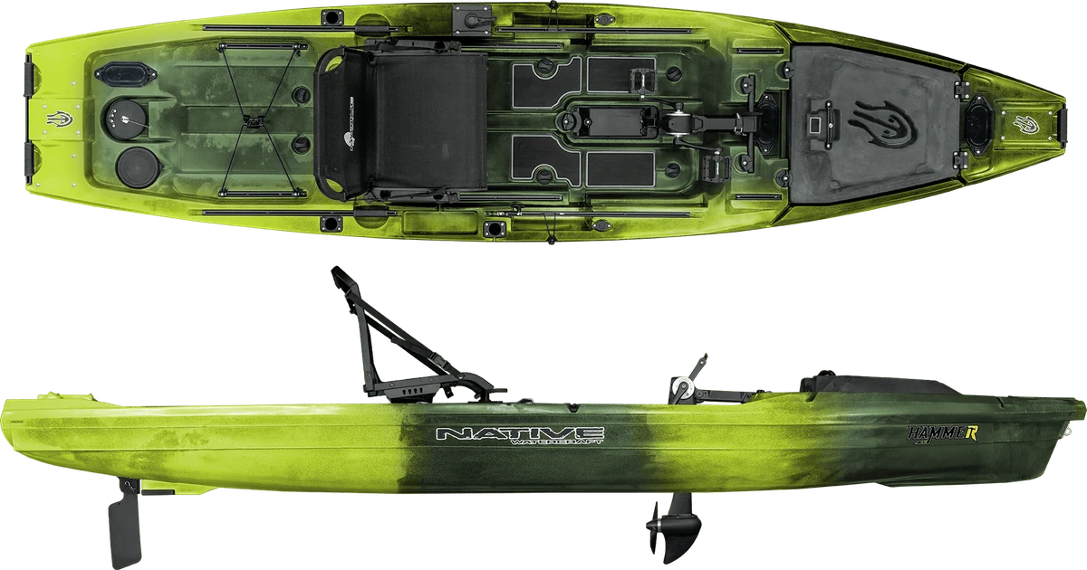 Native Hammer 1210 fishing kayak shown from the side