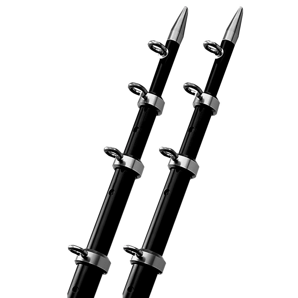TACO 15-foot black and silver telescoping outrigger pole pair on white